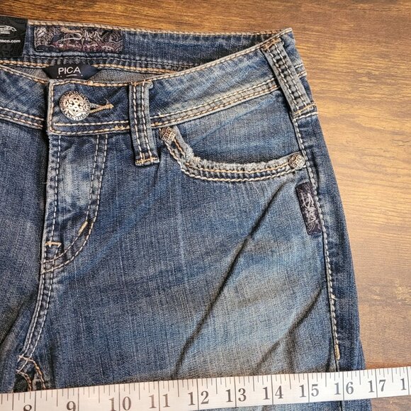 Silver Jeans Size 25 Pica Slightly Curvy Mid Rise Flare Bell Bottom NWT - Picture 8 of 11
